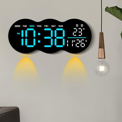Horloge murale numérique LED grand écran avec télécommande et température - 6
