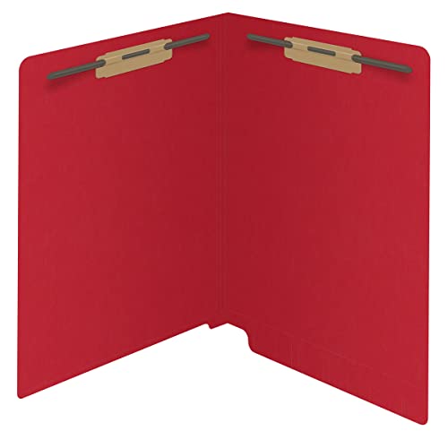 11 Pt Color Folders, Full Cut 2-Ply End Tab, Letter Size, Fasteners Pos #1 & #3, Red (Box Of 50) #TOP1