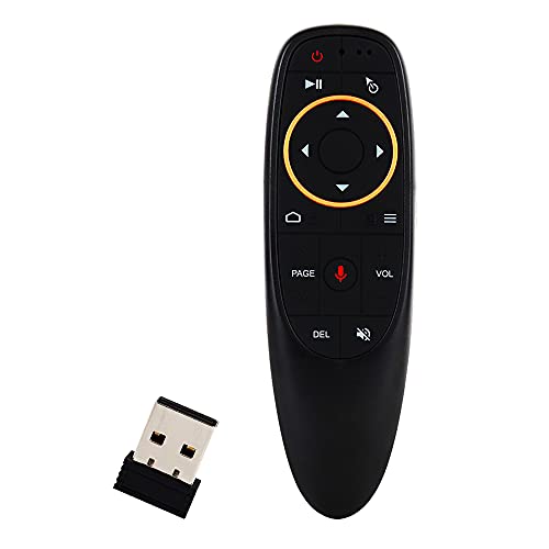 Muvit Voice Remote Air Mouse, 2.4G Wireless Infrared Remote Control with 6 Axis Gyroscope and IR Learning, Air Fly Mouse with Voice Input for Android TV Box/PC/Smart TV/HTPC/Projector and More