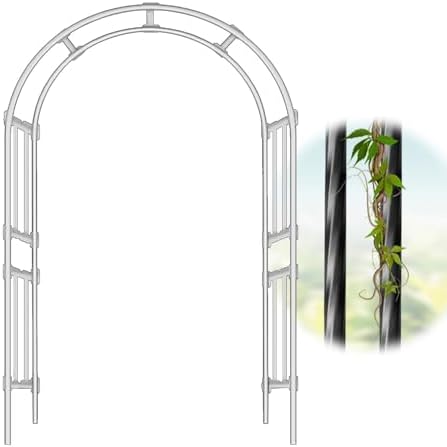 Climbing Plants Support Rack Garden Arches and Arbors Balloon Arch Frame Backdrop Stand Galvanized Steel Pipe Plastic Coating Garden Pergola Arch(Black,220X240cm(WXH))