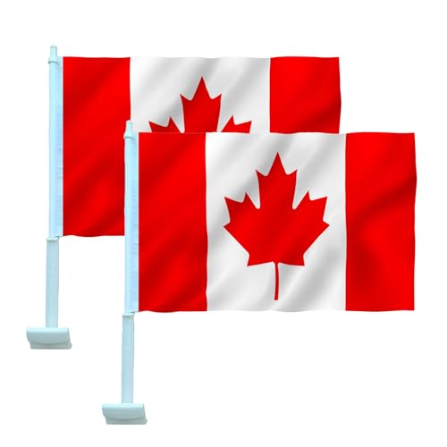 National Car Flag Countries Auto Flag with Window Clip Flagpole Mount Double Sided Printed Car Flags Vehicle Decor (Canada)