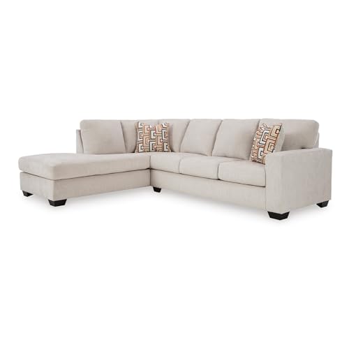 Image of Signature Design by Ashley Aviemore 2-Piece Sectional Sofa with Chaise | Stone gray chenille, Sag-resistant platform foundation, Includes 2 accent pillows, 110-in wide