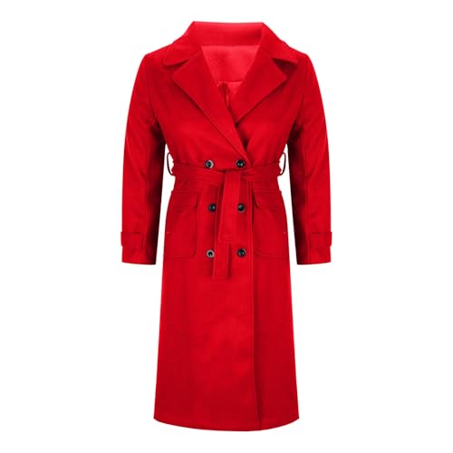 Womens Tie Knot Basic Trench Outfits for Women Long Sleeve High Neck Fleece Lined Sherpa Fall Winter 20252