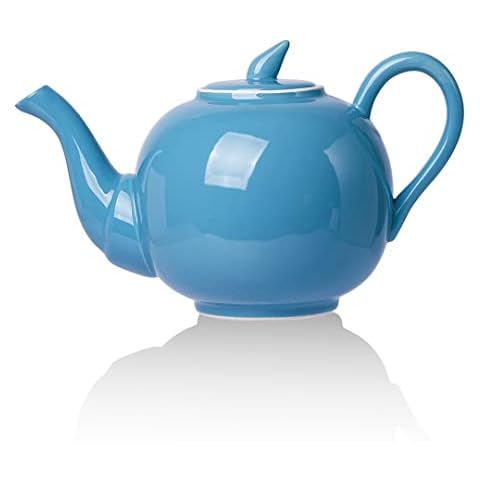 CHILDIKE Porcelain Teapot, 40 Ounce Tea Pot Large Enough for 5 Cups, Teapot for Brew Loose Leaf Tea, Round, Light Blue Cover
