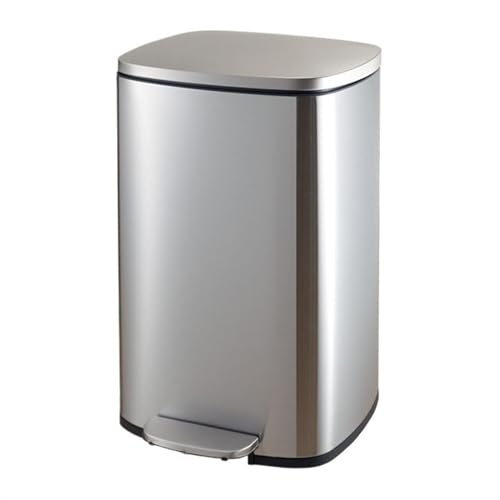 CFY652 Interior Bote de basura manos libres resistente 8/13 galones con tapa, bote comercial/de cocina acero inoxidable cepillado, cierre suave y cubo interior contenedor de basura(50L)