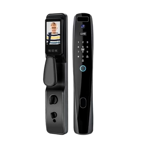 UJNIKM Smart Door Lock with Video Camera and Bell Outdoor WiFi Tuya App Biometric Deadbolt Push and Pull Automatic Lock