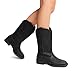 DREAM PAIRS Women's Cowboy Cowgirl Boots Embroidered Square Toe Mid Calf Western Boots Fashion Dress Chunky Low Heel Shoes for Theme Party Country Concert,Size 10,All Black,DWUMMB2516