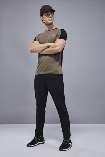Image of TECHNOSPORT Men's Slim Fit Color Block T-Shirt, Technocool Quick Dry Anti-Microbial Short Sleeve Sports Tee for Gym, Running, Training & Everyday Wear
