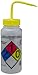 SP Bel-Art GHS Labeled Safety-Vented Dichloromethane Wash Bottles; 500ml (16oz), Polyethylene w/Yellow Polypropylene Cap (Pack of 4) (F12416-0002)