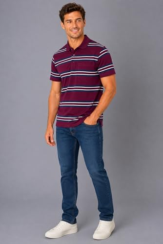 Image of SANE ORIGINALS Half Sleeve Polo T-Shirt for Men with Pocket || Stripe Collar and Pocket T-Shirt for Men Half Sleeves