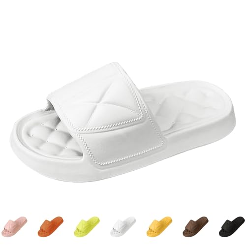Chanclas de baño para hombre y mujer, para verano, para la playa, zapatos de nube, unisex, para interiores y exteriores, antideslizantes, Cloudyzz, zapatillas, suaves, suela gruesa, Blanco, 38