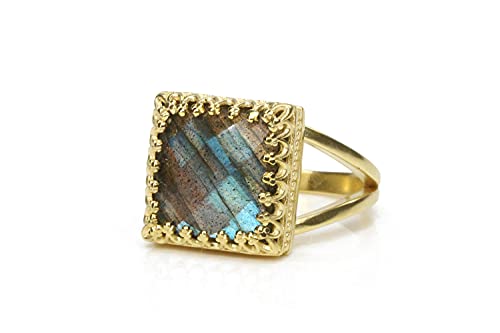 Bague en labradorite durable : le bijou anallergique en or fait main