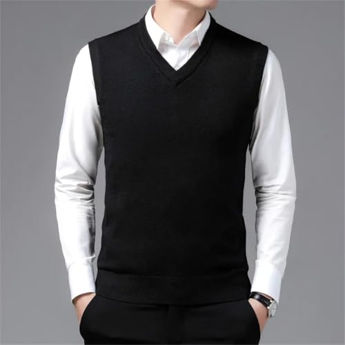 Men Slim Fit Knitted Pullovers V-Neck Sleeveless Business Wool Sweaters Vest 7
