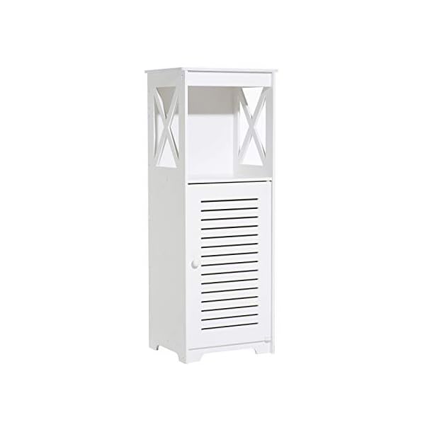 Screw Fix-Waterproof Bathroom Storage Accessories Floor Standing Cabinet Bathroom White Robust Bathroom Furniture Bathroom Toilet Silm Shelf Bathroom Organizer Tall Cupboard-H31.5xL11.8xD9.4inch