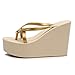 Women's Elastic Lace-Up Slip On Platform Wedge Flip Flop Fashion Round Peep Toe Non-Slip Platform Heighten Clip Toe Flip Flop Summer Leisure Vacation Beach Sandals (9,Black)