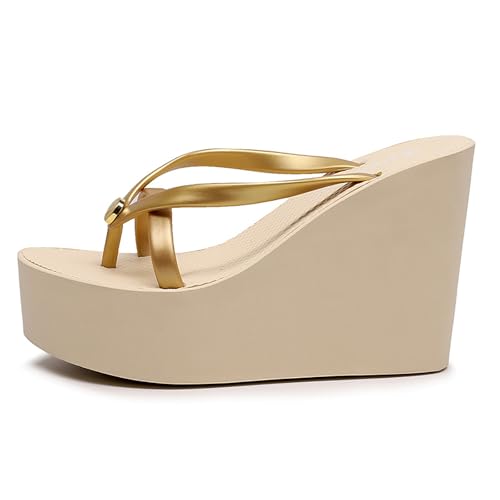 Women's Elastic Lace-Up Slip On Platform Wedge Flip Flop Fashion Round Peep Toe Non-Slip Platform Heighten Clip Toe Flip Flop Summer Leisure Vacation Beach Sandals4