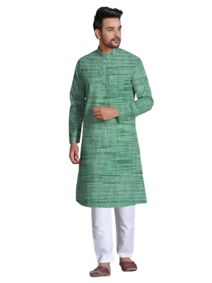 Image of Men's South Cotton Textured Ethnic Kurta Regular Fit Traditional Casual Wear