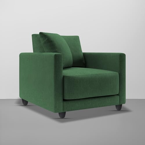 Image of Casaliving Dominic 1 Seater Sofa Set for Living Room (Green Fabric) Premium Fabric Sofa