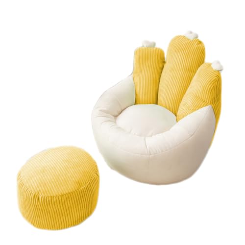 DTLEO Puf Pera Grande Puff Bean Bag de Sala de Estar Cubierta para Sofá Perezoso Bolsa de Frijol Funda para Sillón (SIN Relleno) para Silla Tumbona Perezosa,Amarillo