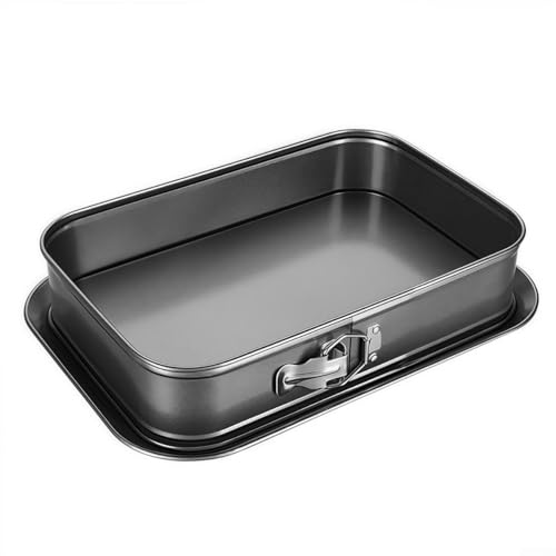 Besttoolifes Molde rectangular para tartas, bandeja inferior extraíble, bandeja de acero al carbono, antiadherente, liberación rápida, calor uniforme, apto para lavavajillas, 28 x 18 cm