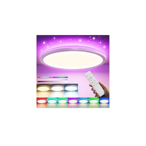 Taipow Led Deckenleuchte RGB Farbwechsel, Deckenlampe Dimmbar mit Fernbedienung 24W Rund 3000K-6500K für Küche Jugendzimmer Schlafzimmer Badezimmer Wohnzimmer Kinderzimmer - Ø30cm Taipow Led Deckenleuchte RGB Farbwechsel, Deckenlampe Dimmbar mit Fernbedienung 24W Rund 3000K-6500K für Küche Jugendzimmer Schlafzimmer Badezimmer Wohnzimmer Kinderzimmer - Ø30cm