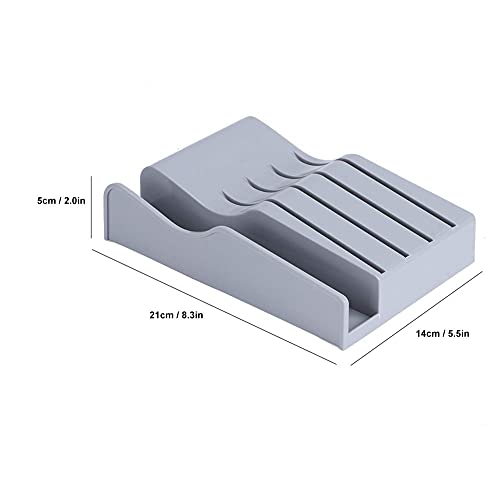 Kunststof lademeshouder, messenblok met snijplankrek 4 messenhouderorganizer voor aanrechtladekast grijs, 21x14x5cm - Afbeelding 6