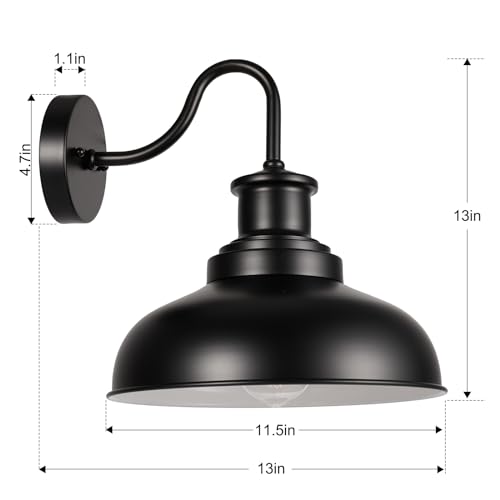 Image of Outdoor Barn Lights Outdoor Wall Sconces Farmhouse Exterior Wall Mount Light Vintage Outside Wall Lighting Fixture Industrial Black White Lanterns for Porch, Entryway, Garage, 2 Pack