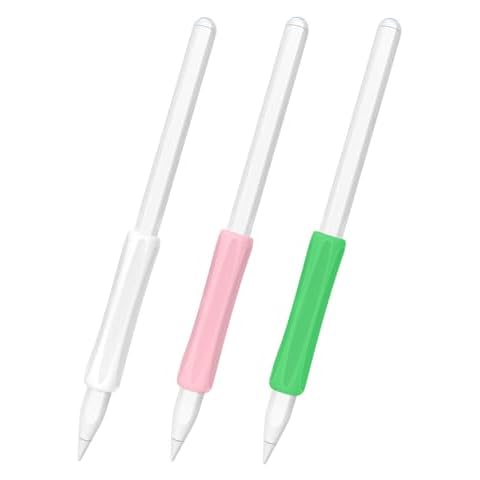 Minilabo Apple Pencil Grip, 3 Pack Apple Pencil Pro Grip, Compatible with Apple Pencil 1st Generation / 2nd Generation, USB-C Models (White, Pink, Green) Cover
