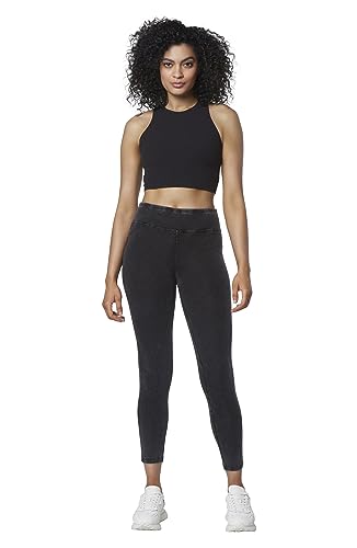 Andrew Marc Sport Women's Sport Long Faux Denim Legging,Black-Plus