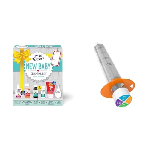 Image of Little Remedies New Baby Essentials Kit, 6 Newborn Must-Haves for Stuffy Noses, Upset Tummies, Gripe Water, Fever Reducer & Diaper Rash + EZY DOSE Kids Oral Syringe for Liquid Medicine