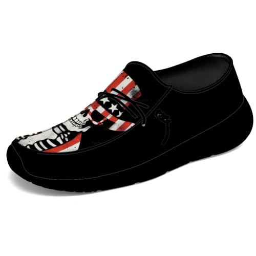 Quorax Men's Skull Loafers American Flag Slip-on Shoes Causal Shoes Gifts for Women Men3