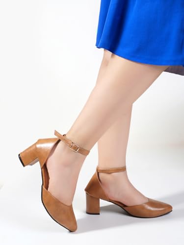 Image of Denill Women's Pointed Toe Block Heel Fashion Sandals with Buckled Ankle Strap With Non Slip Sole
