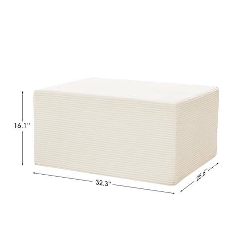 Image of Ottoman for Cloud Sectional Boneless Couches Living Room, Modular Ottoman for Deep Seat Oversized Couch, Memory Foam Compressed Spineless Foot Rest for Bedroom Apartment Beige