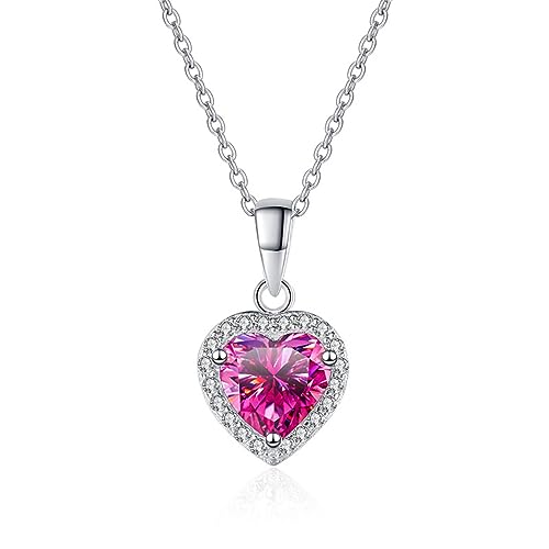 Collier moissanite 1ct diamant de laboratoire pendentif coeur blanc vert rose pour femme