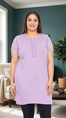 Image of Women Printed Cotton Tshirt with Side Slits & Pocket