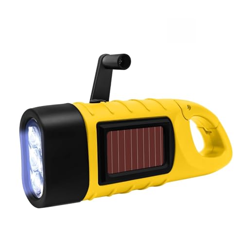 ONGNIUU Wiederaufladbare Taschenlampe mit Kurbel und Solar, superhelle LED für Camping, Notfälle, Notfall-Taschenlampe mit Kurbel, für...
