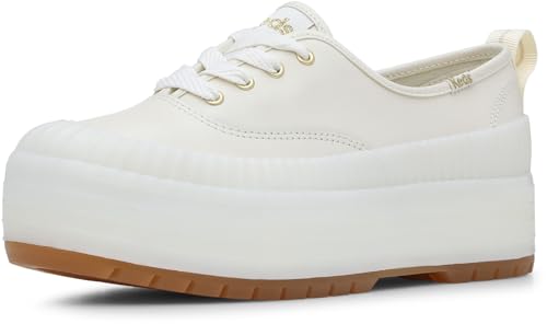 Keds Women's The Platform Lug Weatherized Fashion Boot, Off White Leather, 8