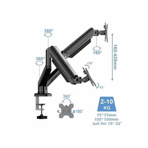 Support double bras robuste jusqu'à 10 kg pour moniteur PC