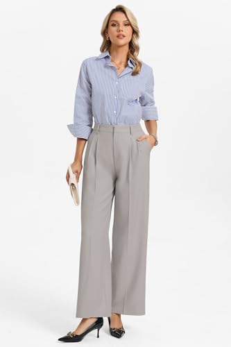 GRACE KARIN Business Casual Pants for Women Wrinkle Free Palazzo Wide Leg Pants with Pockets Travel Outfits Taupe XX-Large — view 4