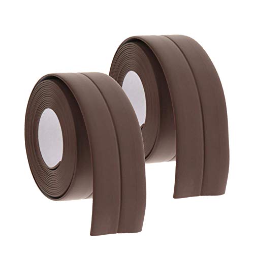 Caulk Strip Tape for Bathtub Wall Sealing Tape Strip 2 Pack PE Self Adhesive Waterproof Caulk Sealer Decorative Trim for Kitchen Bathroom Shower Toilet Wall Corner 38mmx3.2m/1.5x126inch (Coffee)