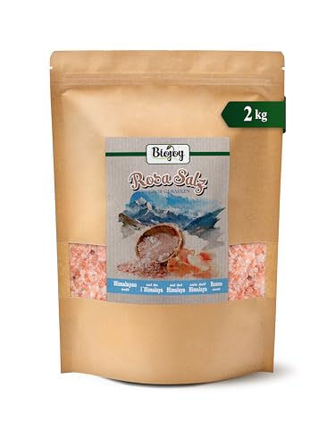 Biojoy Sal Rosa del Himalaya (2 kg), sal cristalina 2-5 mm, para molino de sal, Salt Range Pakistan