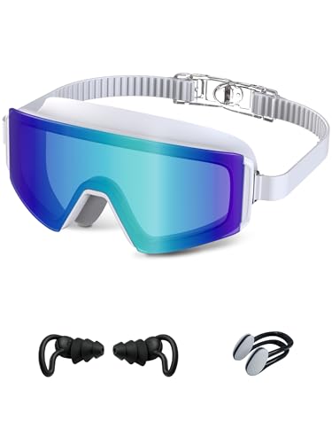 TAMIK Swim Goggles,Wide View Anti Fog&UV Swimming Goggles for Audlt, No Leaking Swim Glasses for Men Women Youth, Large, Black