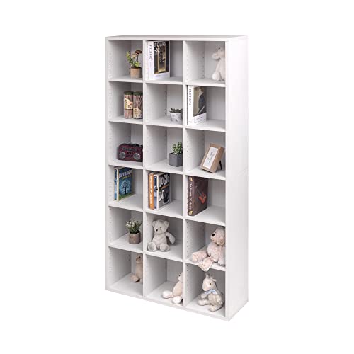 Iris Ohyama, Bibliothèque, Meuble de Rangement, 18 Etagères àjustable, Solide & Stable, Disposition Verticale ou Horizontale, Polyvalente, Bureau, Salon,...