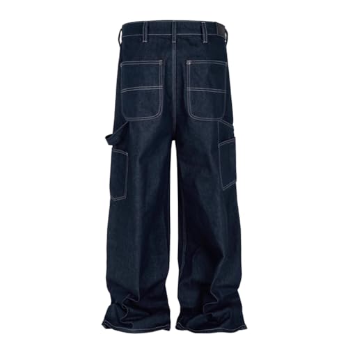 Streetwear Wide Leg Jeans Men Vintage Denim Pants Male Patchwork Design Baggy Jeans2