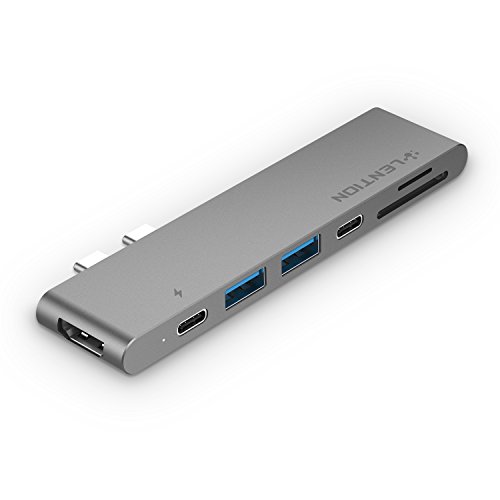 LENTION Hub USB-C avec 40 Gbit/s, Alimentation 100 W, HDMI 4 K, 2 USB 3.0, Lecteur de Cartes, Adaptateur de données Via Type C Compatible MacBook Pro 13/15, 2018, MacBook Air (CS63, Gris Sidéral)