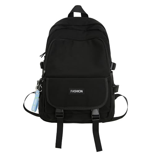 Men's and Women's Fashion Casual Large-capacity Backpack Ultra-light Wear-resistant Backpack Waterproof Travel Bag (Black,Large)