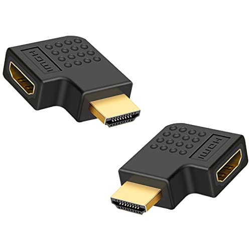 Pipestation Right Angle HDMI Adapter - 4K 1080p 90 degree HDMI - Gold Plated HDMI 90 degree adapter - HDMI right angle adapter for Laptop, PC, Games Console - HDMI Angle Adapter & HDMI Angled Adapter