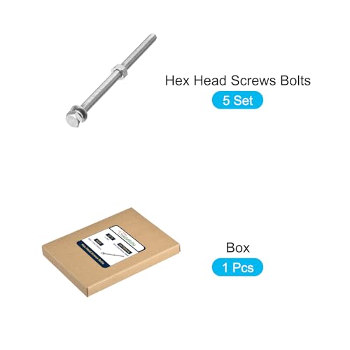 Image of METALLIXITY Hex Head Screws Bolts, Nuts, Flat & Lock Washers Kits (M8-1.25x130mm) 5 Set, Stainless Steel Fully Threaded Machine Screws Bolt Set - for Home Appliance Equipment