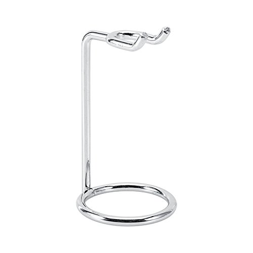 Razor Stand, Men Metal Art Shaving Brush Stand Holder Razor Base, Chrome Shaving Razor Beard Clean Shaver Kit Easy Carry, Silver