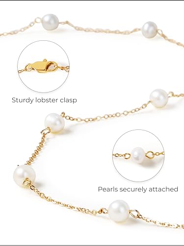 Dainty Pearl Necklace for Women, 18K Gold Plated Choker Necklace3